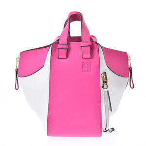 LOEWE Hammock Bag White Shocking Pink Calfskin Handbag